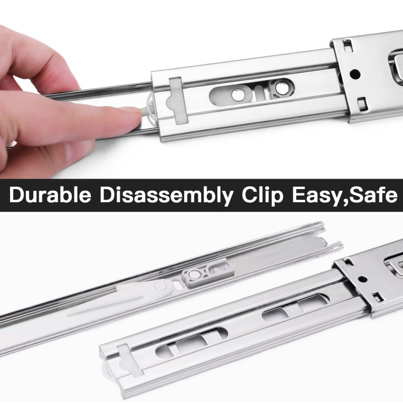 HLC 14inch Soft Self Close Drawer Slides 6 Pairs (12pcs) Full Extension Ball Bearing Drawer Slides 3 fold Full Stretch Side Mount Drawer Slides 100 LB Capacity Drawer Slide 14"" Silver - Image 5